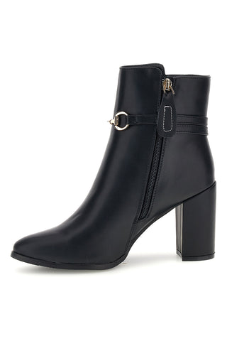 Schwarze Stiefeletten mit Riemchen und breitem Absatz von Ferre’ F1230C1398