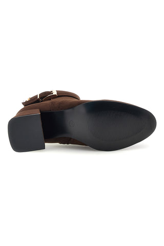 Braune Stiefeletten in Wildlederoptik mit Schnalle und breitem Absatz von Ferre’ F1210C1383