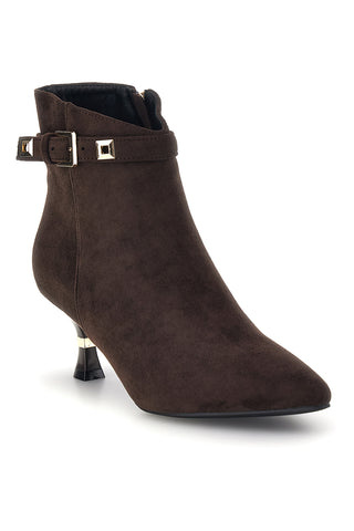 Tronchetti marroni a punta effetto suede con fibbia Marcella burani 52346C1639