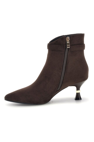 Tronchetti marroni a punta effetto suede con fibbia Marcella burani 52346C1639