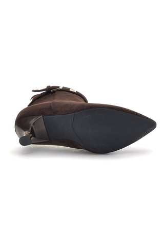 Tronchetti marroni a punta effetto suede con fibbia Marcella burani 52346C1639