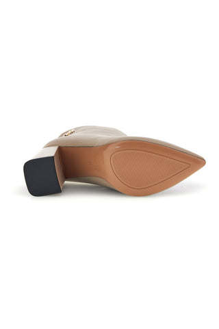 Beigefarbene Stiefeletten mit spitzer Zehenpartie, Absatz und Reißverschluss an der Ferse – Burani 51690C1058