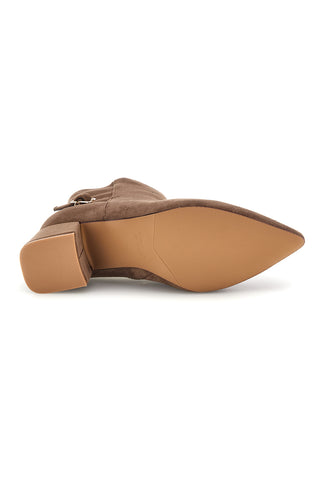 Stivaletti Tronchetti beige a punta effetto suede con fibbia Burani 52451C1713