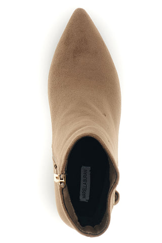 Stivaletti Tronchetti beige a punta effetto suede con fibbia Burani 52451C1713
