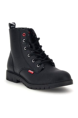 Schwarze Schnürstiefel mit Profilsohle von Levi's Pasadena VPHI0098S
