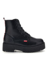 Schwarze Sneaker mit Plateausohle und Schnürsenkeln von Levi's Cherry 21S