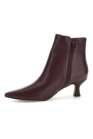 Tronchetto Bordeaux in Pelle con Logo e Tacco Kitten Mon dieu BZD200Q5
