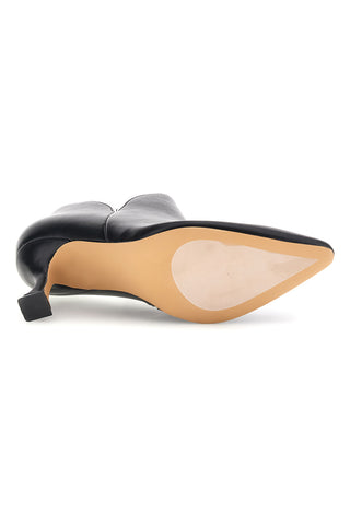 Tronchetto Nero in Pelle con Scollo a V e Tacco Svasato Mon dieu B8830Q8820Q11