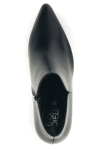 Tronchetto Nero in Pelle con Scollo a V e Tacco Svasato Mon dieu B8830Q8820Q11