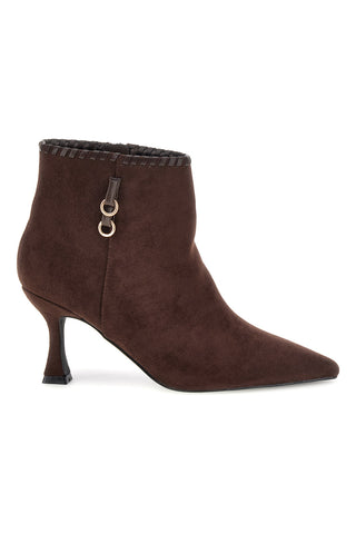Tronchetto Marrone con Bordo Smerlato e Tacco Svasato Mon dieu B8830Q85