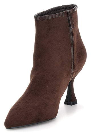 Tronchetto Marrone con Bordo Smerlato e Tacco Svasato Mon dieu B8830Q85