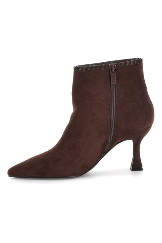 Tronchetto Marrone con Bordo Smerlato e Tacco Svasato Mon dieu B8830Q85