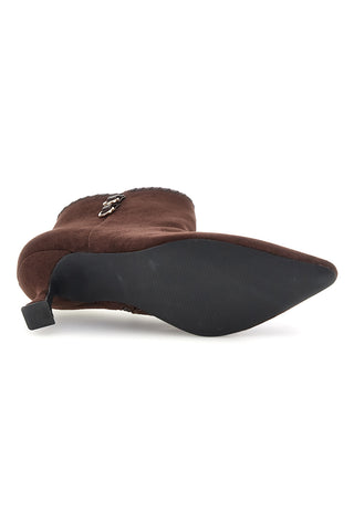 Tronchetto Marrone con Bordo Smerlato e Tacco Svasato Mon dieu B8830Q85