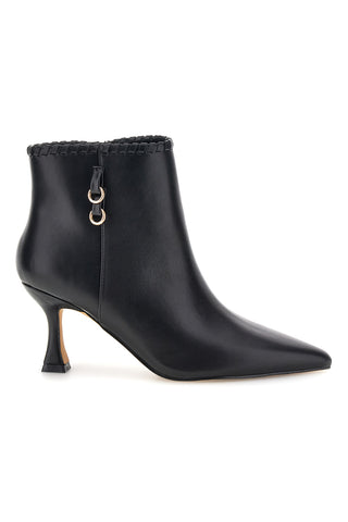 Tronchetto Nero in Pelle con Bordo Smerlato e Tacco Svasato Mon dieu B8830Q85