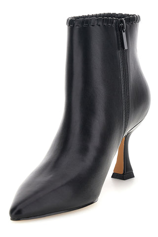 Tronchetto Nero in Pelle con Bordo Smerlato e Tacco Svasato Mon dieu B8830Q85