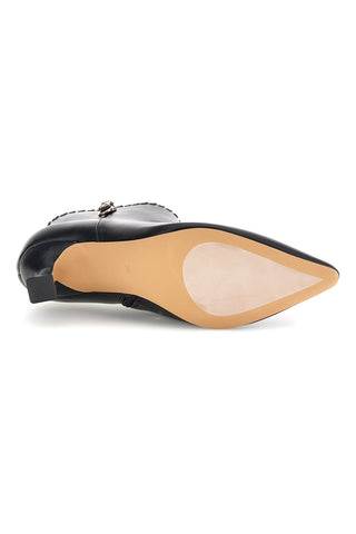 Tronchetto Nero in Pelle con Bordo Smerlato e Tacco Svasato Mon dieu B8830Q85