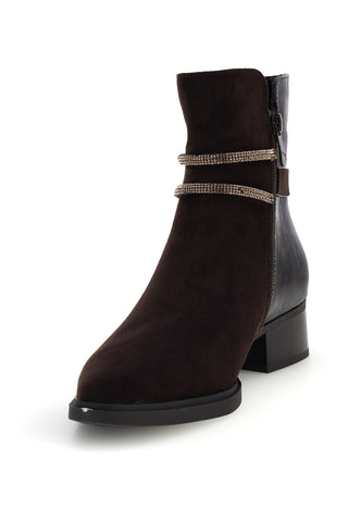 Braune Stiefeletten mit Zierriemen von Gianmarco Venturi, Modell TR0356