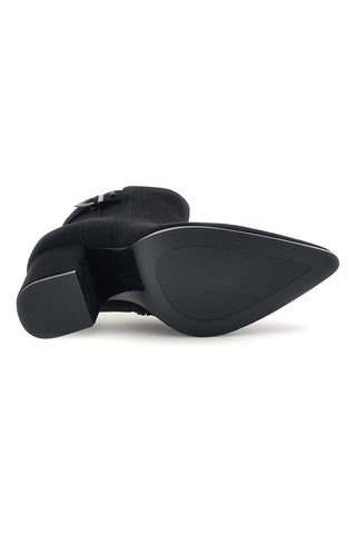 Schwarze Stiefeletten mit spitzer Zehenpartie und Absatz von Le Havre Paris 7715K06