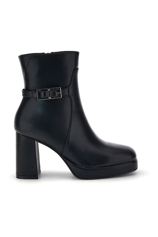 Schwarze Stiefeletten mit Absatz und Schnalle von Le Havre Paris 98126X02