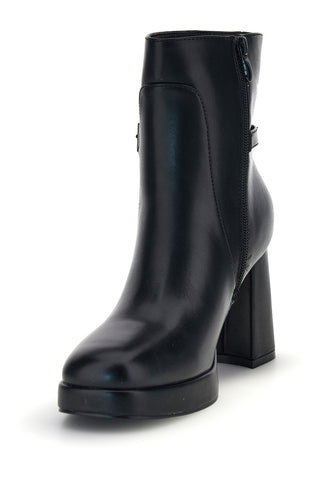 Schwarze Stiefeletten mit Absatz und Schnalle von Le Havre Paris 98126X02