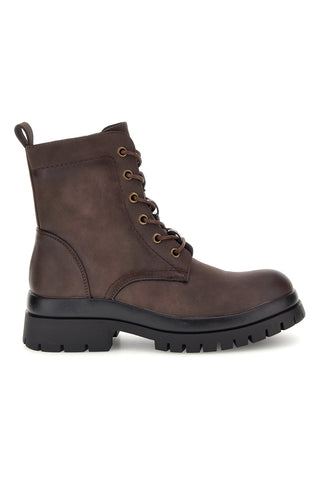 Braune Schnürstiefel mit Reißverschluss und Profilsohle von Rock’ n doll 62078K02