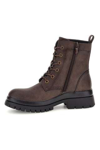 Braune Schnürstiefel mit Reißverschluss und Profilsohle von Rock’ n doll 62078K02