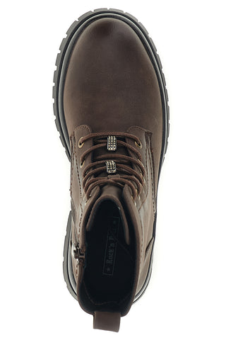 Braune Schnürstiefel mit Reißverschluss und Profilsohle von Rock’ n doll 62078K02