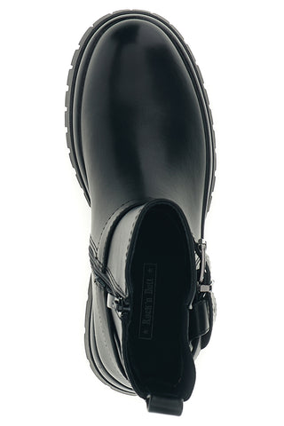 Schwarze Stiefeletten mit Schnallenriemen und Profilsohle von Rock’ n doll 60278H01