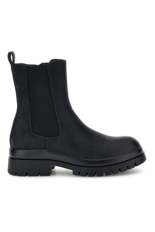 Schwarze Chelsea-Stiefeletten in matter Optik mit Reißverschluss und Profilsohle von Rock’ n doll 13621T02
