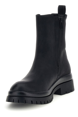 Schwarze Chelsea-Stiefeletten in matter Optik mit Reißverschluss und Profilsohle von Rock’ n doll 13621T02
