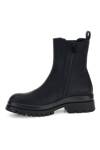 Schwarze Chelsea-Stiefeletten in matter Optik mit Reißverschluss und Profilsohle von Rock’ n doll 13621T02