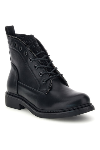 Schwarze Schnürstiefeletten mit Zierösen und Strasssteinen von Rock’ n doll H2393527