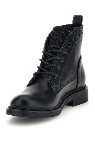 Schwarze Schnürstiefeletten mit Zierösen und Strasssteinen von Rock’ n doll H2393527