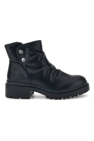 Schwarze Stiefeletten mit Rüschen, Zierknöpfen und Reißverschluss – Rock’ n doll 25003J3