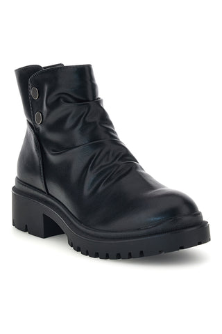 Schwarze Stiefeletten mit Rüschen, Zierknöpfen und Reißverschluss – Rock’ n doll 25003J3