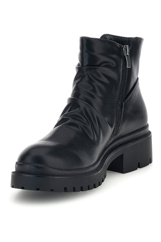 Schwarze Stiefeletten mit Rüschen, Zierknöpfen und Reißverschluss – Rock’ n doll 25003J3