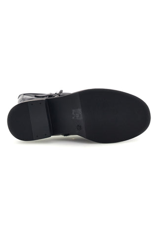 Stivali Neri Alti con Fibbie e Tacco Basso Rock' n doll H2560116