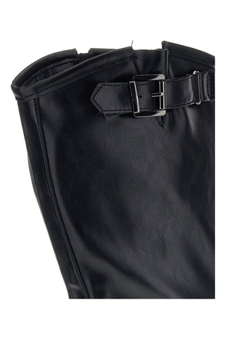 Stivali Neri Alti con Fibbie e Tacco Basso Rock' n doll H2560116