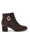 Braune Stiefeletten im Wildleder-Look mit goldenen Details – Mon dieu KMD752