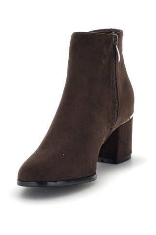 Braune Stiefeletten im Wildleder-Look mit goldenen Details – Mon dieu KMD752