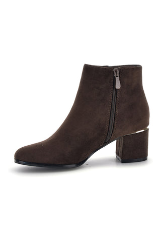 Braune Stiefeletten im Wildleder-Look mit goldenen Details – Mon dieu KMD752