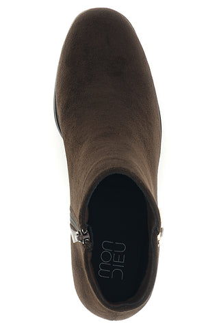 Braune Stiefeletten im Wildleder-Look mit goldenen Details – Mon dieu KMD752