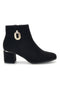 Schwarze Stiefeletten in Wildlederoptik mit goldenen Details – Mon dieu KMD752