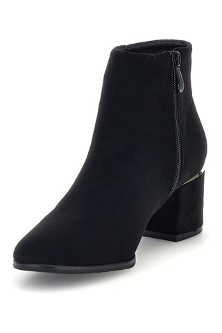 Schwarze Stiefeletten in Wildlederoptik mit goldenen Details – Mon dieu KMD752