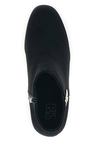 Schwarze Stiefeletten in Wildlederoptik mit goldenen Details – Mon dieu KMD752