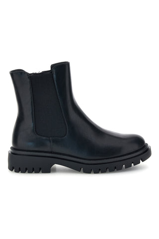 Schwarze Chelsea-Stiefeletten mit Reißverschluss und Profilsohle von Rock’ n doll H268952