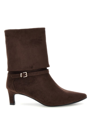 Braune Stiefeletten mit Absatz und Schnalle von Le Havre Paris L26A15B22