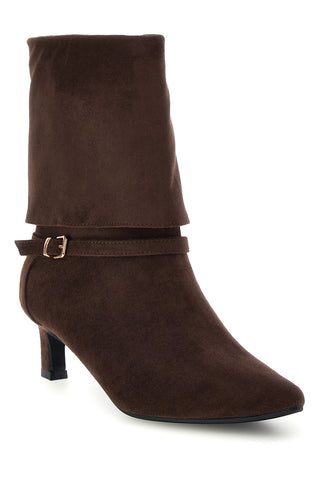 Braune Stiefeletten mit Absatz und Schnalle von Le Havre Paris L26A15B22
