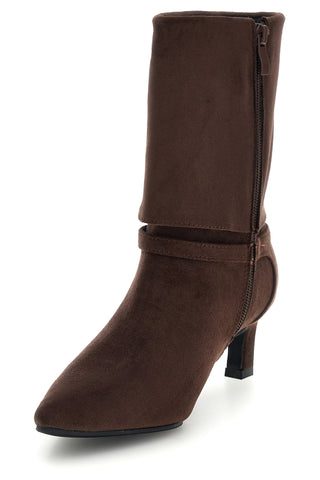 Braune Stiefeletten mit Absatz und Schnalle von Le Havre Paris L26A15B22