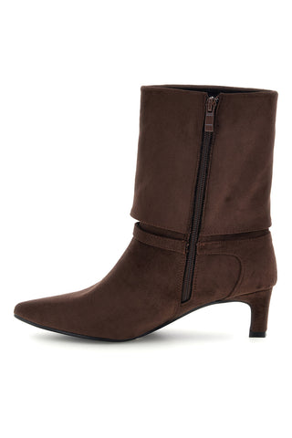 Braune Stiefeletten mit Absatz und Schnalle von Le Havre Paris L26A15B22